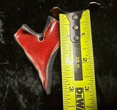 Red Heart Large Pendant Signed Vintage 3 Inches Long Valentine’s