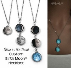 Glowing Stainless Steel Custom Birth Moon Necklace with 1 to 4 Lunar Charms
