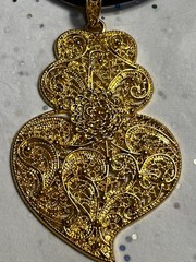 NWOT Heart of Viana Gold Pendant on Portuguese Cork Necklace 16 Inches Portugal