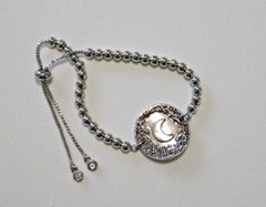 Bolo Style Bracelet with CZs and Moon Link