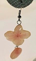 Vtg Resin Real Pressed Flower Earrings Drop Dangle Handmade- Gardener