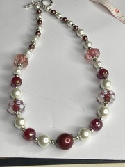 Artisan Handcrafted Art Deco Lampwork Glass Jewelry Necklace Mean Girlz #16 Pink