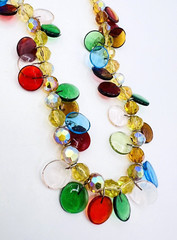 Colorful Glass Disc Bead Necklace 19 in