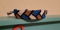 Beautiful tie closure- macrame bracelet. Unisex white/turquoise/goldish bronze