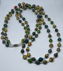 One Of A Kind Double Strand Recycled Artist Made Paper Bead Seed Bead Necklace