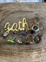 Handmade Gold And Silver Tone wire rings lot of 8 Various