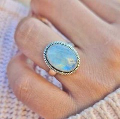 Genuine Moonstone Ring 925 Sterling Silver Statement Ring Ships From USA