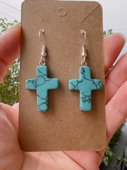Genuine Turquoise Cross Earrings, Elegant And Unique, Gift Ideas