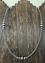 Sterling Silver Native Style SW 18.5-20.5” 3mm+ Desert Pearls Necklace & Accents