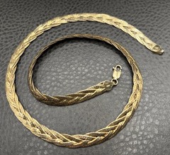 Vintage 7.5MM Vermeil 925 Sterling Silver Braided Woven Chain Necklace 20″