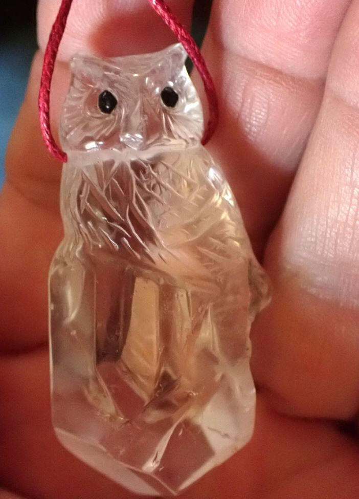 Clear Quartz OWL on Quartz Point Pendant