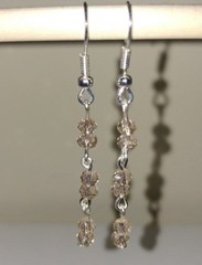 Handmade 3 Tier Glass Briolette Silver Plated Fishhook Earrings