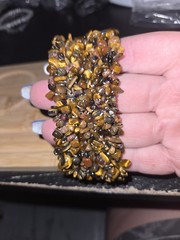 Women’s Tiger’s Eye Chip Beaded Wrap Bracelet, Brown Gemstone, Stretch, 7 in
