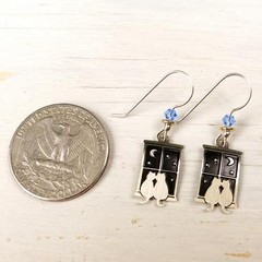 Sienna Sky Earrings Sterling Silver Hook Hand Painted Kitty Pals in Window 906