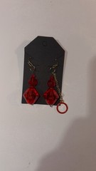 Handmade Mismatched Earrings Bold Red Asymmetrical Holidays Glam Acrylic Game