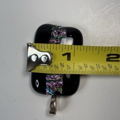 Fused Dichroic Glass Necklace Pendant-Black, SIlver, Purple and Pink Mix