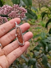 Orange Kyanite Sterling Silver Pendant Artisan Jewelry Gift