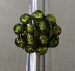 Cocktail Ring Green Large Clustered Lampwork Glass Beads Wire Wrapping Size 7