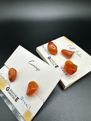 Vintage Nature Carnelian Stone Brazil Beautiful Earrings and Cuff Links Set