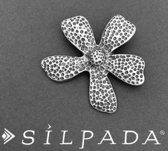 SILPADA Sterling Silver Heavy LARGE TEXTURED FLOWER Pendant~#S1101~RETIRED~NEW!