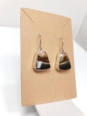 8.5g Sterling Silver Handmade Picture Agate Dangle Earrings 34mm