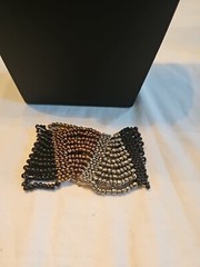 Handmade Beaded Multi-Strand Necklace and Bracelet Black Gold Brown from Bali
