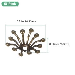 50-Pack 13mm x 3.5mm ( W x H ) Bead End Caps Flower Stamen [Blue Patina]