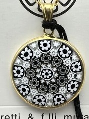 Murano 25mm Millefiori Pendant Gold Plated Silver Italian Art (MI 31)