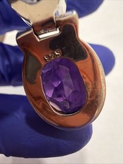 925 Sterling Silver Natural Amethyst & Citrine Pendant 11.2g 2” Statement
