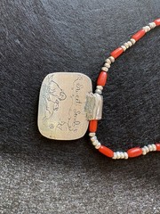 Jes Maharry Silver Necklace With Red Beads And A Silver Pendant “be Free”