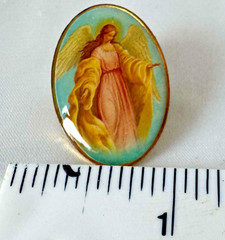 Angel Lapel Pin Brilliant Color Oval Religious Christian Catholic Pinback
