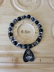 Handmade Halloween Oujia Planchette Beaded Bracelet Glow In The Dark Evil Eye
