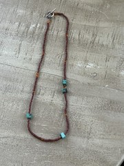Vintage Turquoise Sterling Silver 925 Layered 2pc Statement Beaded Necklace Set