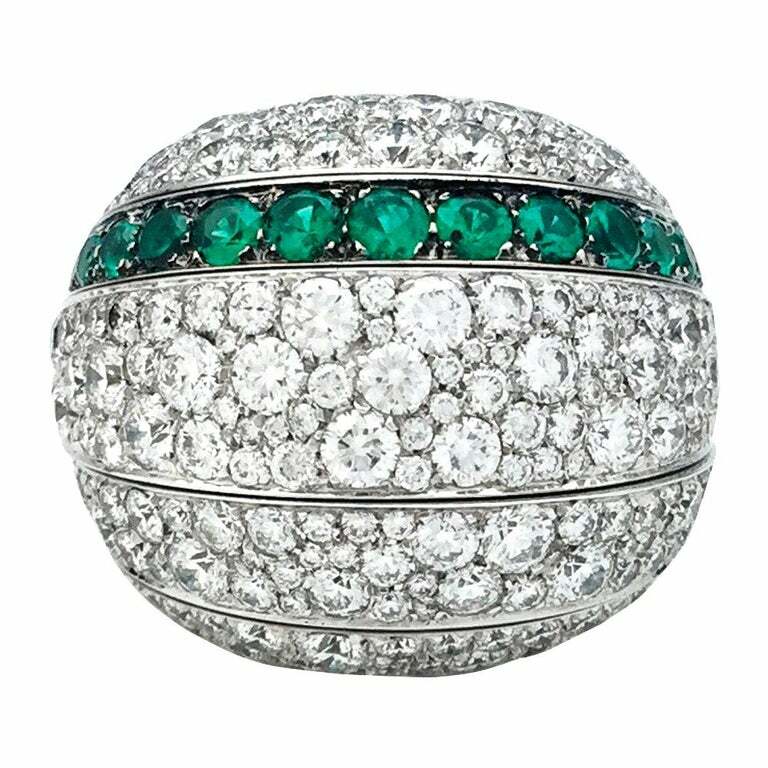 Brilliant Rose Round Cut 7.24TCW Green Emerald With Sparkling CZ Handmade Ring