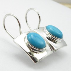 NEW OFFER ACCEPTANCE | 925 Solid Silver OVAL TURQUOISE Earrings Jewelry 1 inches