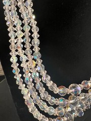 Extravagant Four Strand Glass Crystal Bead Necklace Hook Closure