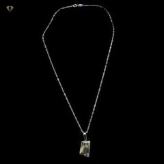 Boulder Opal Necklace- Trapezoid Shape on Bail, 1.4mm Oval Flat 16″ .925 Sterlin