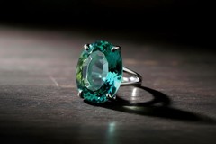 Sterling Silver Tourmaline Ring Anemone Oval Cut Blue Gemstone Women