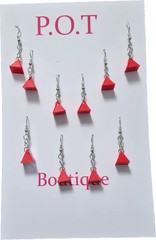 Red Triangle Dangle Earrings/5 Pairs/Eclectic Fashion/Jewelry/Streetwear/Edgy
