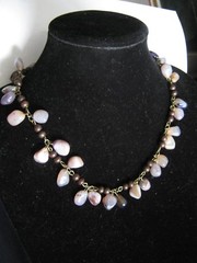 Brass Wired Tumbled AMETRINE & Other Hard Stone Quartz Healing Crystal Necklace