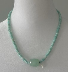 NWT Peruvian Opal Beads Stone Aqua Necklace 16/18″ South Africa $80 Beachy Boho