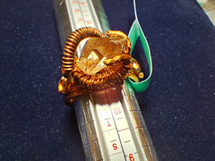 Handcrafted Copper Wire Wrap Band Ring with Smokey Quartz Stone Size 11