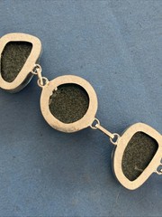 Green and Cobalt Blue Red Glass Bracelet 925 Silver From Estate