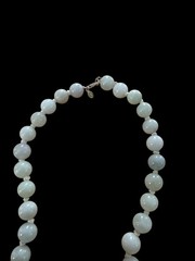 JOY 925 PAJ Marked Sterling Silver Light Green Jade Bead Necklace Gemstone
