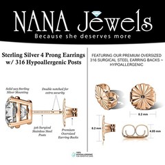 Rose Gold Plated Silver Stud Earrings With 1.50 CTTW Round Zirconia – 5.50 MM