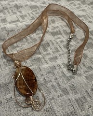 Artisan Brown and Gold Pendant Necklace
