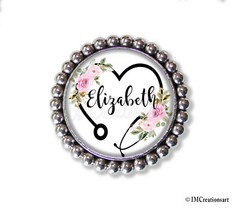 Personalized Nurse Doctor Design Handmade Round Pearl BROOCH pin Jewelry