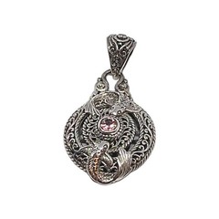 Sarda Peach Stone Koy Fish Peces Sterling Silver Pendant