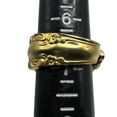 King Arthur’s Gold Electroplated Artisan Spoon Ring Size 6.75 Upcycled in USA