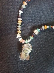 Petrified Wood Pendant Beaded Necklace